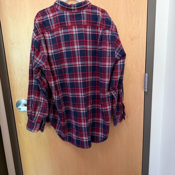Abercrombie & Fitch Red Navy Plaid Flannel Shirt Men’s XL - Picture 4 of 6